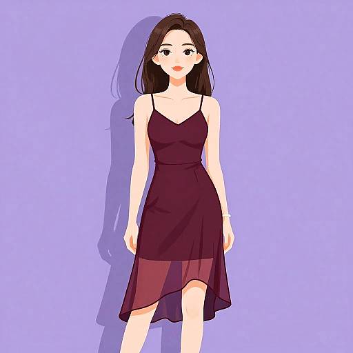 Woman in Burgundy Slip Dress