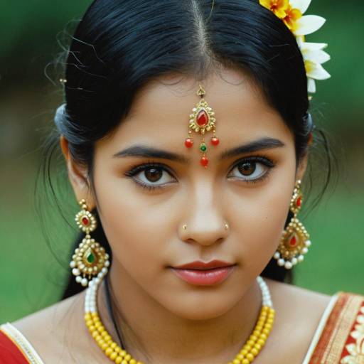 Realistic Onam Costume Portrait with Jewelry