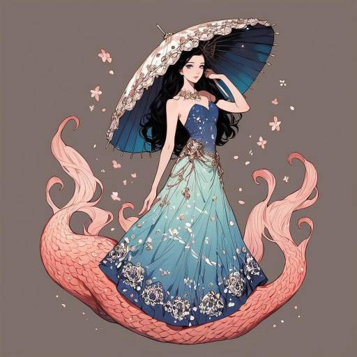 Elegant Lady in Floral Mermaid Dress Elegant Lady in Floral Mermaid Dress