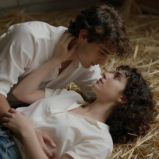 Tender Intimate Embrace on Straw