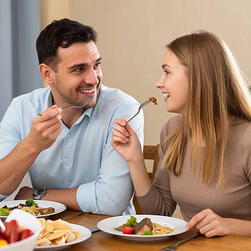 Cheerful Couple Dining Together