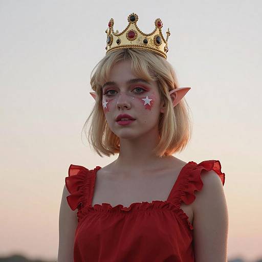 Young Woman with Crown and Face Paint