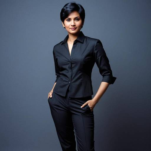 Confident Woman in Black Formal Attire