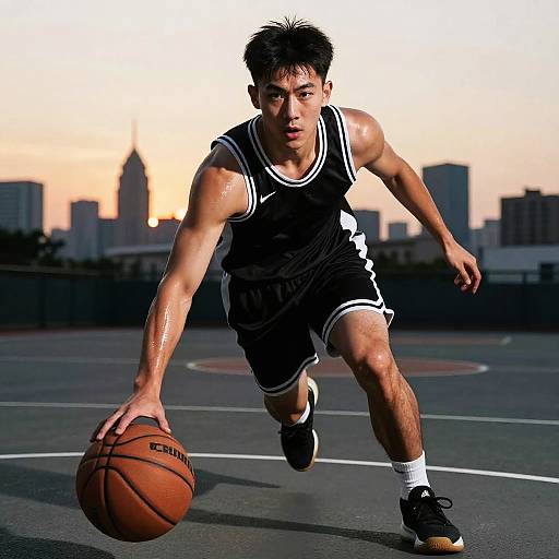 Muscular Basketball Player at Sunset