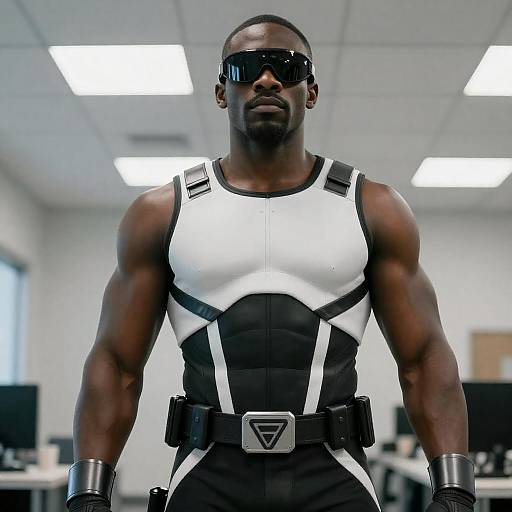 Muscular Man in Futuristic Armor