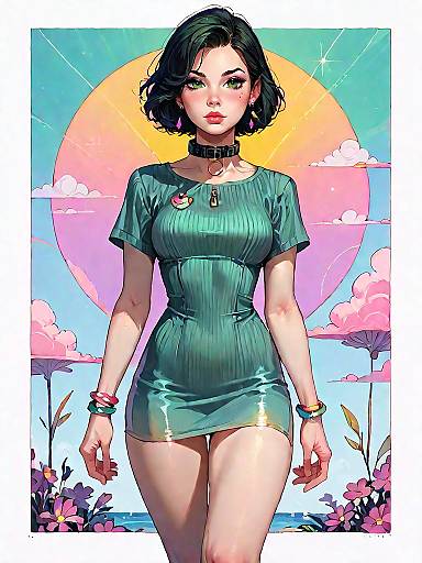 Woman in Olive Green Mini Dress