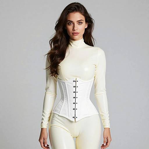 Photorealistic Woman in White Latex