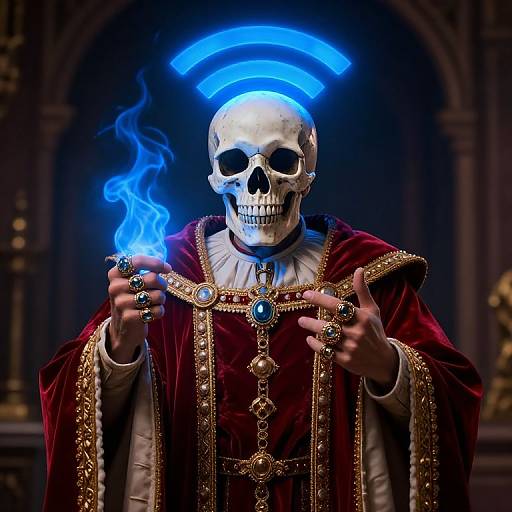 Regal Skeleton with Blue Flaming Head