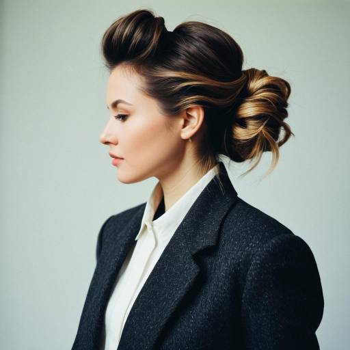 Woman with Twisted Half-Updo Hairstyle in Blazer Woman with Twisted Half-Updo Hairstyle in Blazer