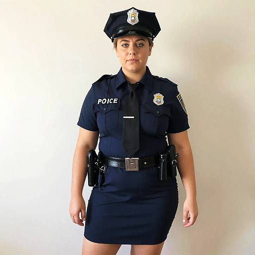 Plus Size Woman in Police Officer Uniform