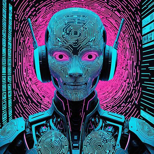 Cyberpunk Robot Collage in VR Hub