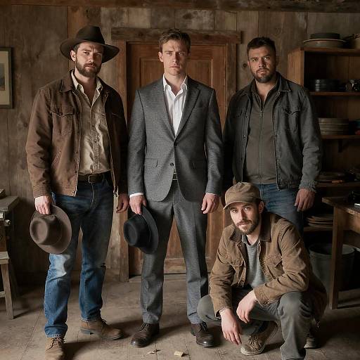 Rustic Gathering of Four Men in Photo