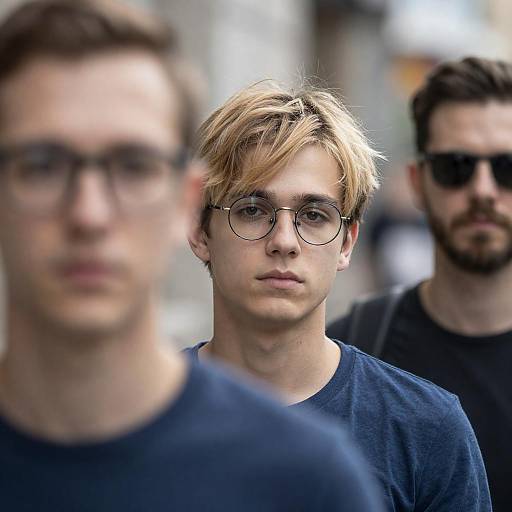 Young Man with Round Glasses in Urban Setting