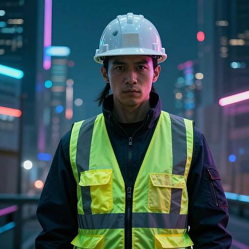 Cyberpunk Construction Worker Aesthetic