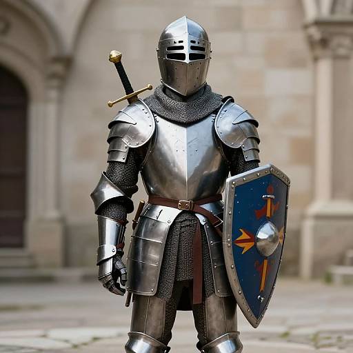Boy Crusader in Armor with Sword