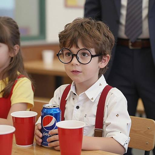 Playful Boy with Pepsi and Friends
