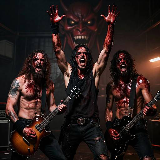 Intense Rock Musicians in Dim Atmosphere