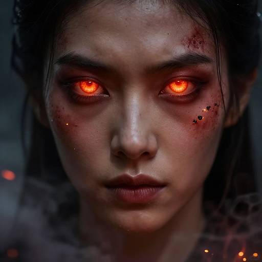 Fiery Face Emerging from Smoke