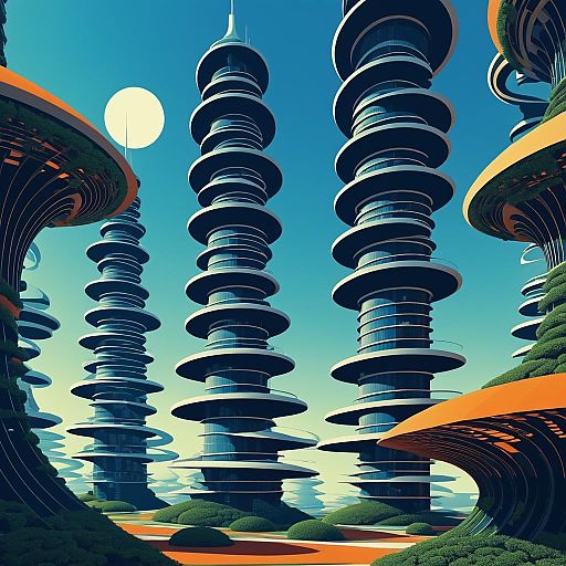 Intricate 70s Afrofuturism with Spiraling Design