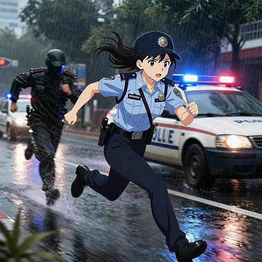 Anime Girl Police Chase Scene