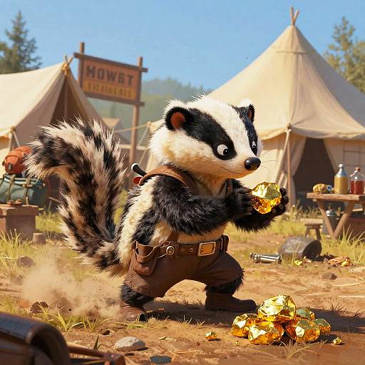 Anthropomorphic Skunk Prospector Scene