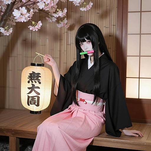 Elegant Person in Traditional Japanese Attire