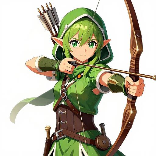 Vibrant Anime Elf Archer Illustration