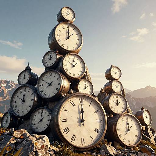 Sentient Clocks Forming Mountainous Landscapes