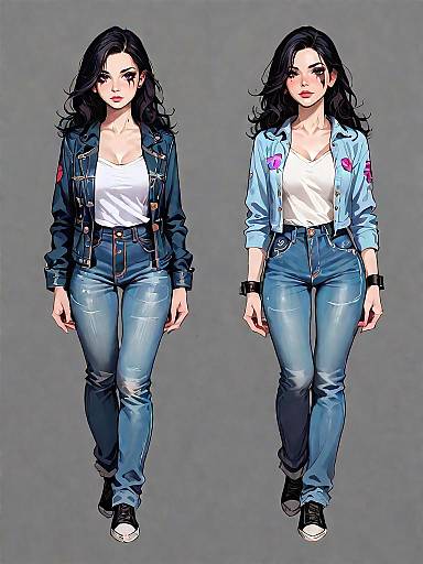 Realistic Comic-Style Woman in Denim