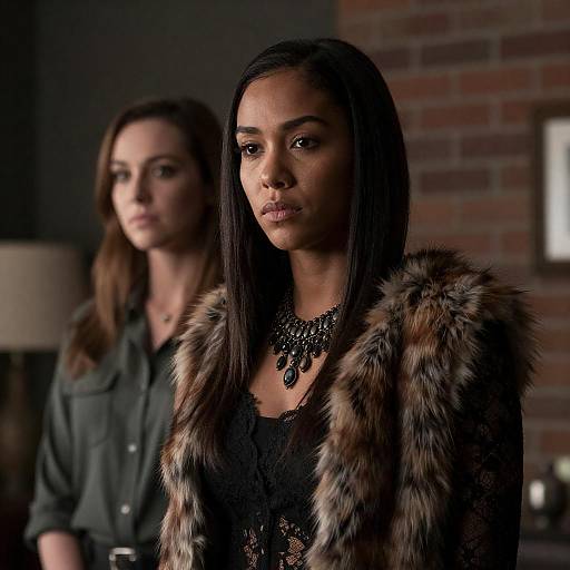 Two Women in Dimly Lit Room