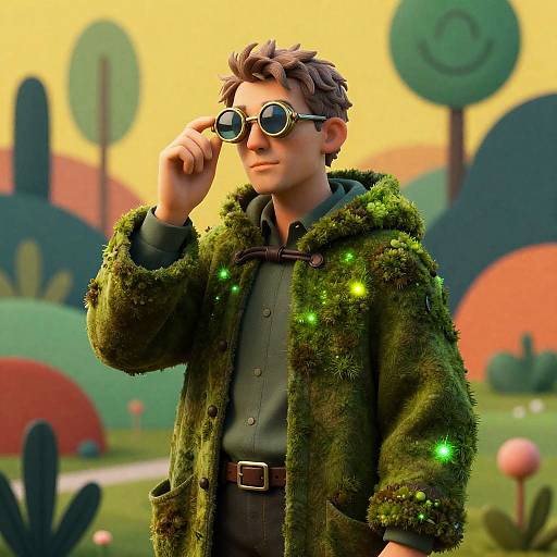 Bioluminescent Moss Botanist with Brass Monocle