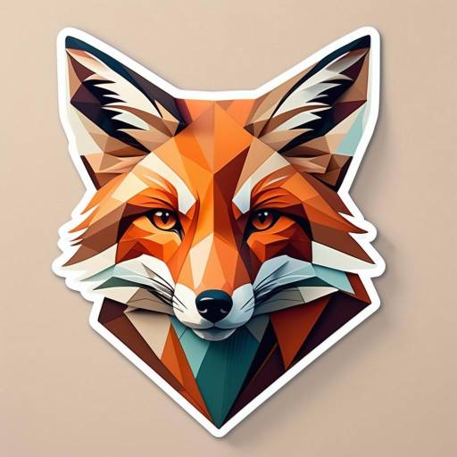 Cubist Fox Sticker Art with Earthy Tones