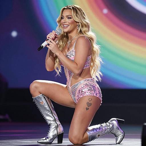 Blonde Singer in Sequin Outfit