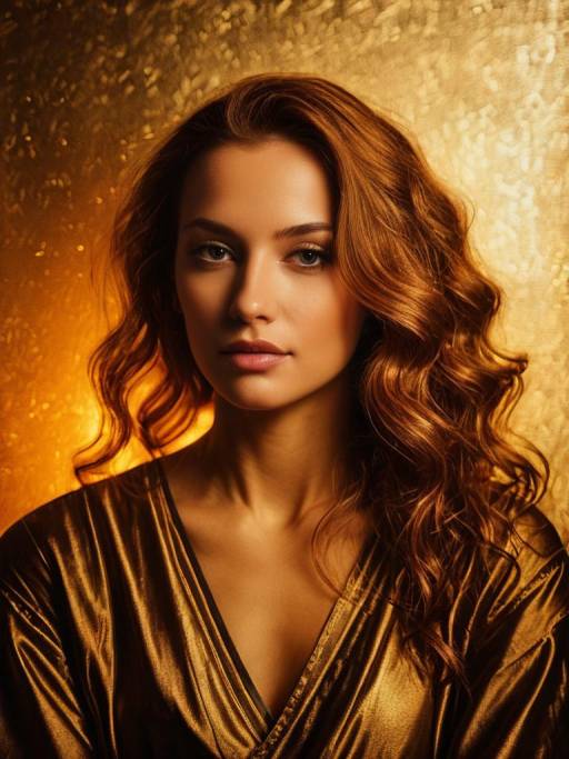 Portrait of Woman in Golden Outfit
