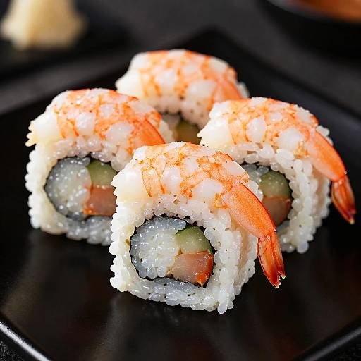 Vibrant Shrimp Sushi Close-Up