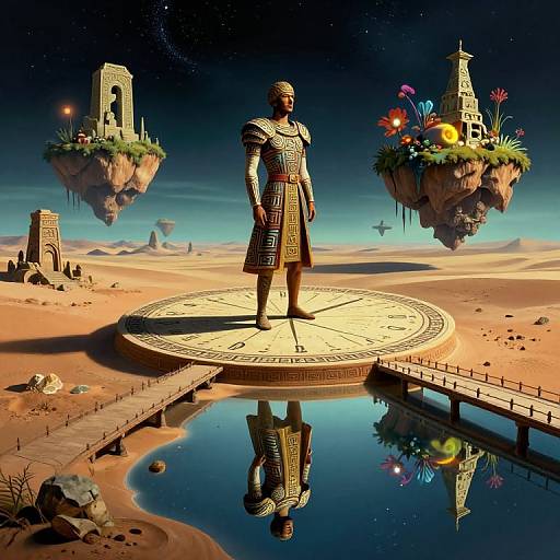 Surreal Dreamscape with Mayan Sundial