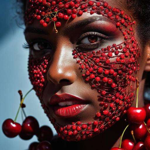 Dramatic Portrait with Cherries and Shadows