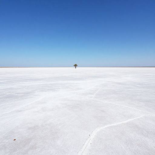 Panoramic Salt Flat with Lone Tree
