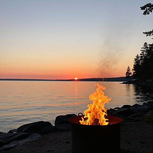 Sunset by Lake Superior Campfire