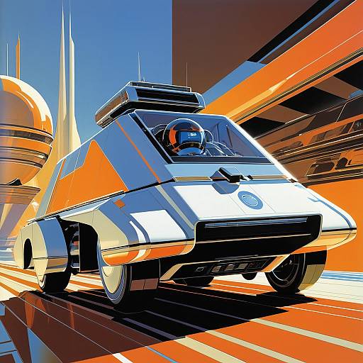 Retro Futuristic Robot Vehicle Illustration