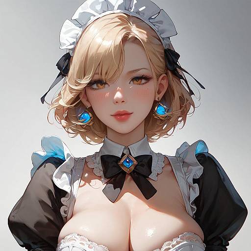 Cinematic Maid in Vibrant Red Costume