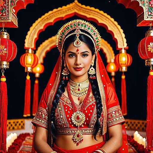 South Asian Woman in Traditional Red Bridal Outfit