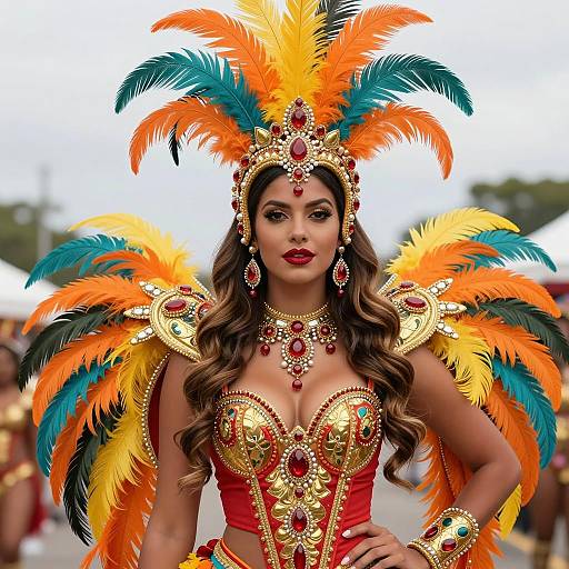 Vibrant Carnival Costume Fashion Portrait