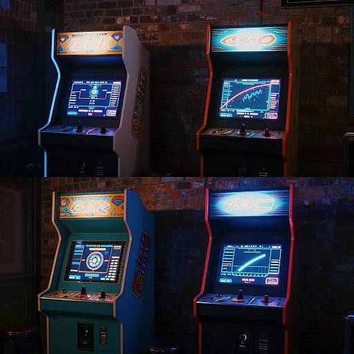 Neon-Lit Vintage Arcade Machines