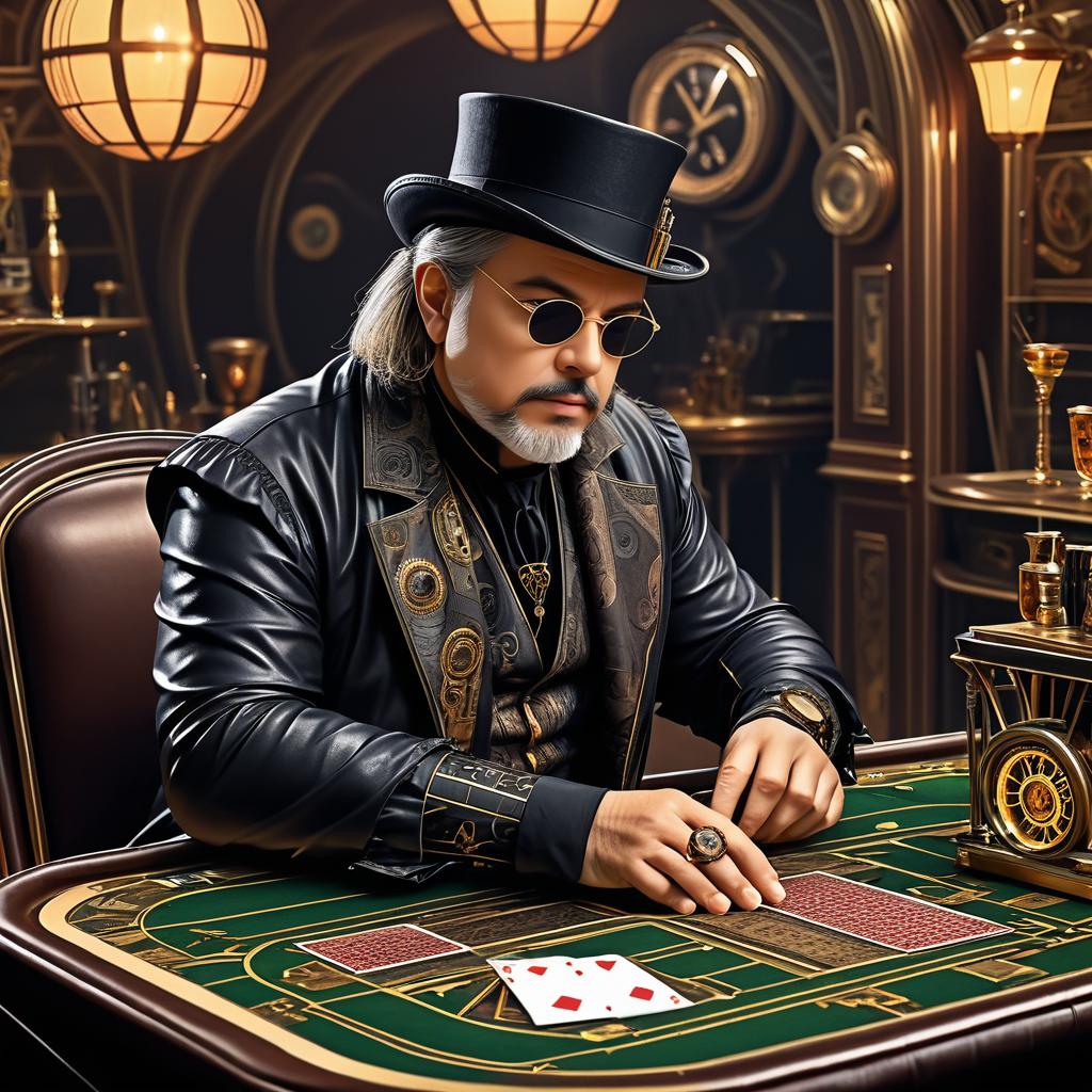 Steampunk Gambler at a Table