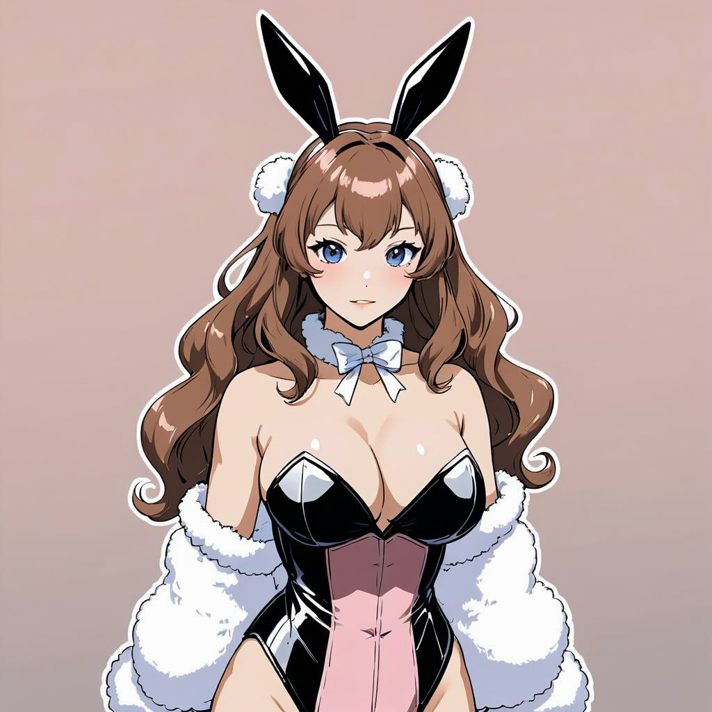 Confident Bunny Girl in Anime Style