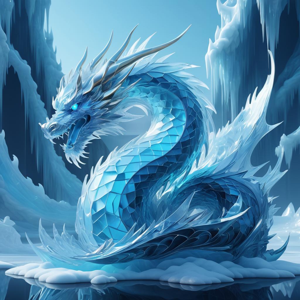 Cinematic Ice Dragon Abstract Artwork