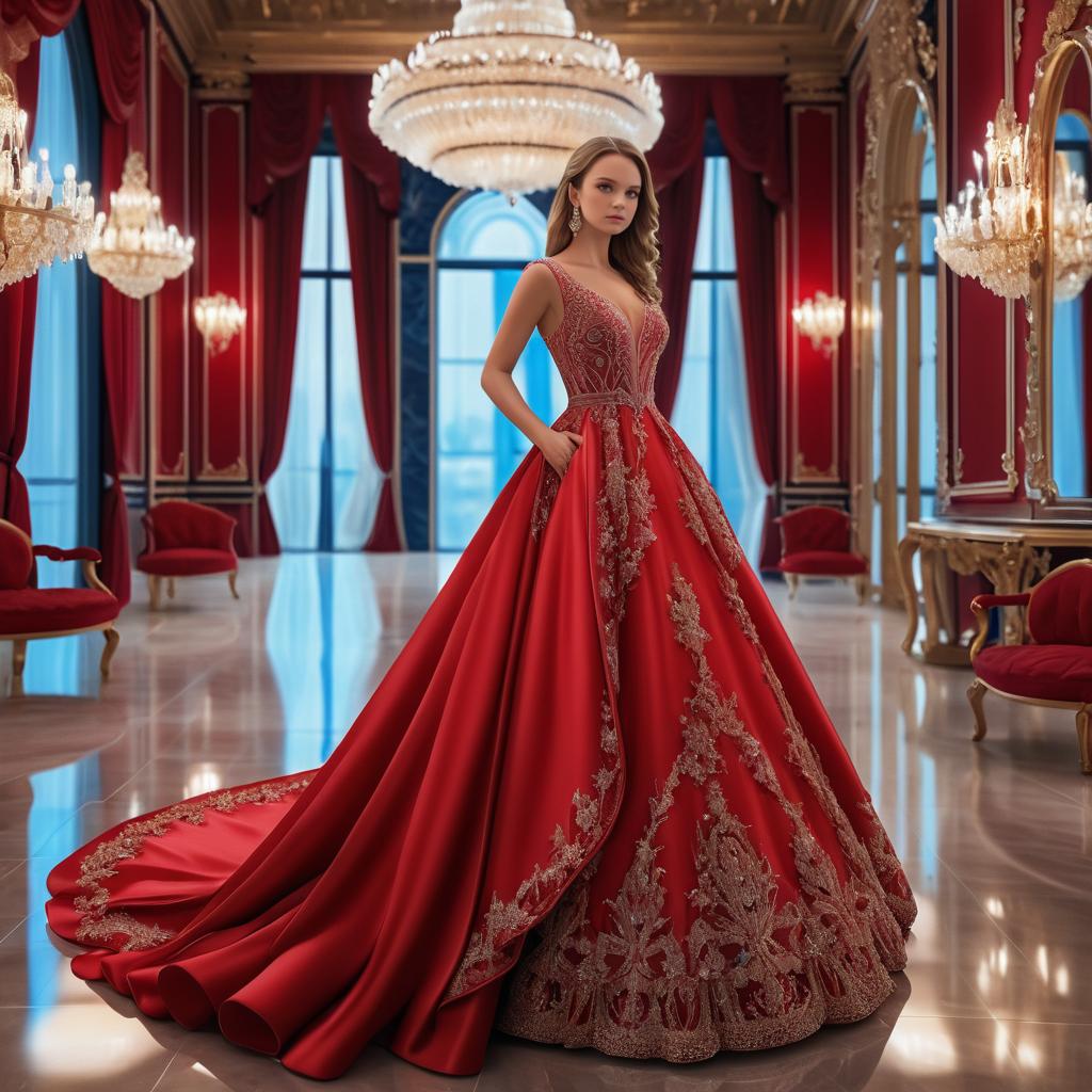 Elegant Woman in Luxurious Ballroom Setting