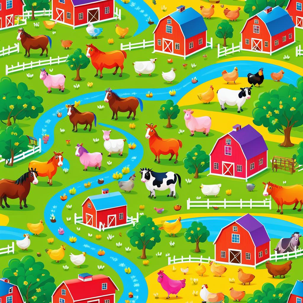 Vibrant Cartoon Farm Illustration for Kids