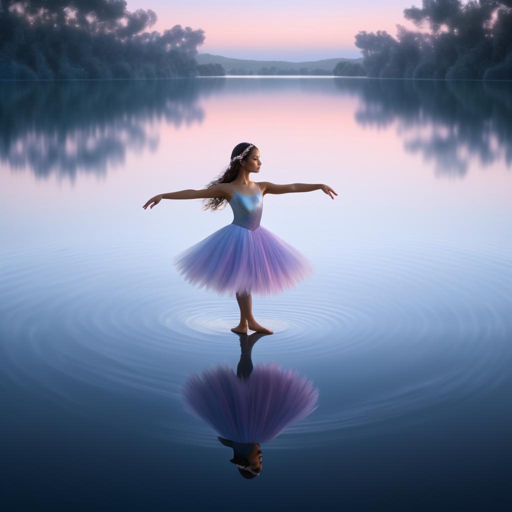 Surreal Ballerina by Twilight Lake